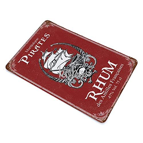 XREE Plaque en métal vintage avec inscription ? Pirate RHUM ? - 30 x 40 cm