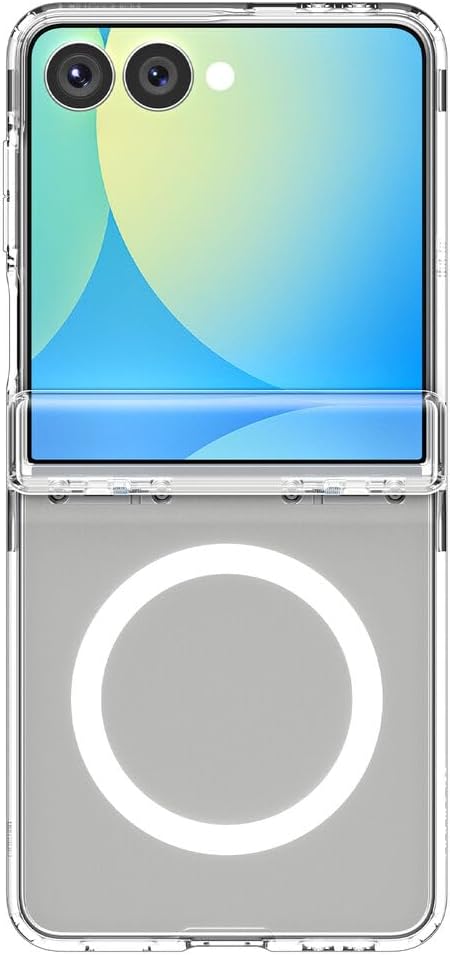 Spigen for Galaxy Z Flip 7 Case, Ultra Hybrid Pro MagFit [Hinge Protection] [Qi2.1 Certified/Magnet for Galaxy] - Clear White