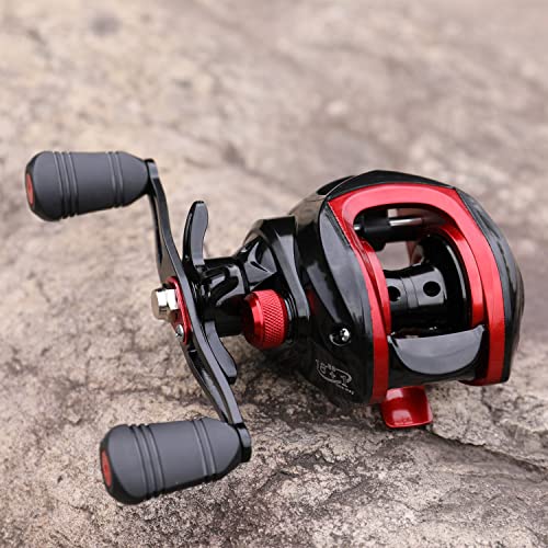 Image of Sougayilang Baitcasting Reels, Super Smooth Baitcast Reel with Magnetic Braking System Baitcaster Reel-Red-Right