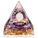 Orgone Pyramid, Orgonite Crystal Pyramid Porstive Energy Generator, Rose Quartz & Amethyst Healing Crystals Pyramid for Attract Wealth Success and Lucky