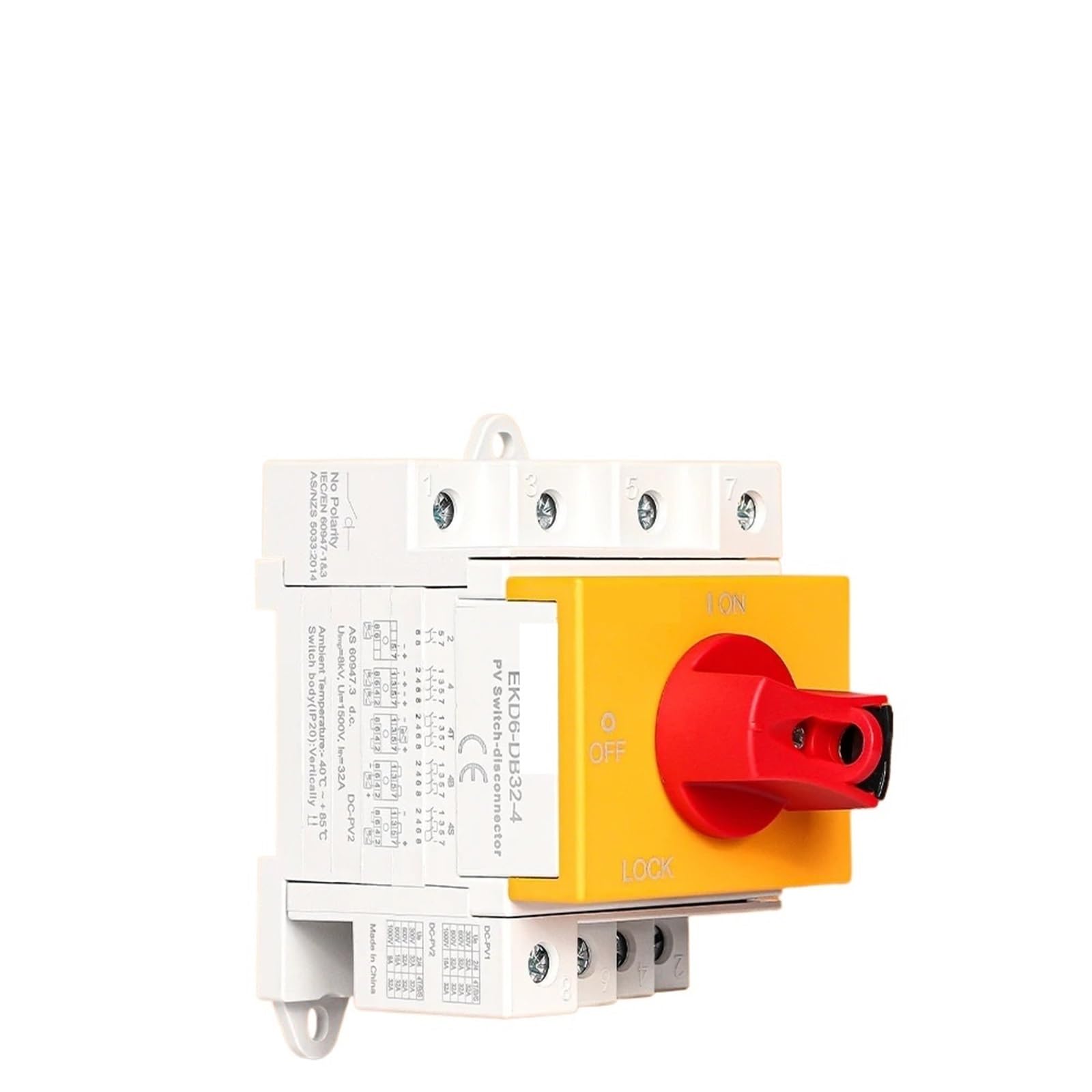 Interruptor seccionador solar de CC de 1000V 32A para solucionar riesgos de arco en strings 6