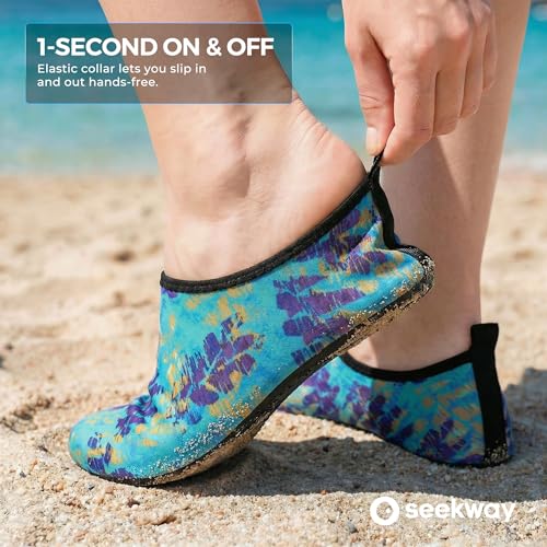 Image of SEEKWAY Water Shoes Women Men Adult Quick-Dry Aqua Socks Barefoot Non Slip for Beach Swim River Pool Lake surf Black SK002(U)