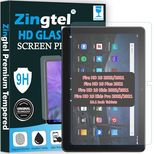 Image of Screen Guard Designed For Amazon Fire HD 10 /Fire HD 10 Plus /HD 10 Kids /HD 10 Kids Pro (2023 /2021) 10.1 Inch Nano Fiber Tempered Glass Screen Protector Flexible, HammerProof & Shatterproof
