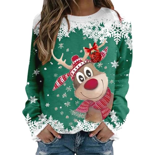 Weihnachtspullover Damen, Weihnachtspullover Damen Lustige Weihnachten Ugly Christmas Sweatshirt Baumwolle Pulli Herbst Winter Sweater...