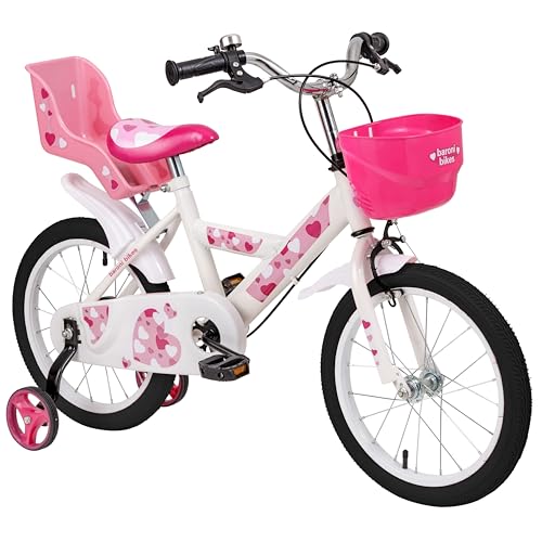 Baroni Toys Fahrrad für Mädchen, rosa mit Herzchen Sile Design mit...