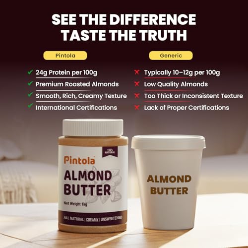 Image of Pintola Almond Butter Creamy 200g - All Natural Unsalted Butter, Healthy Almond Butter Unsweetened for Bread Spreads, Vegan