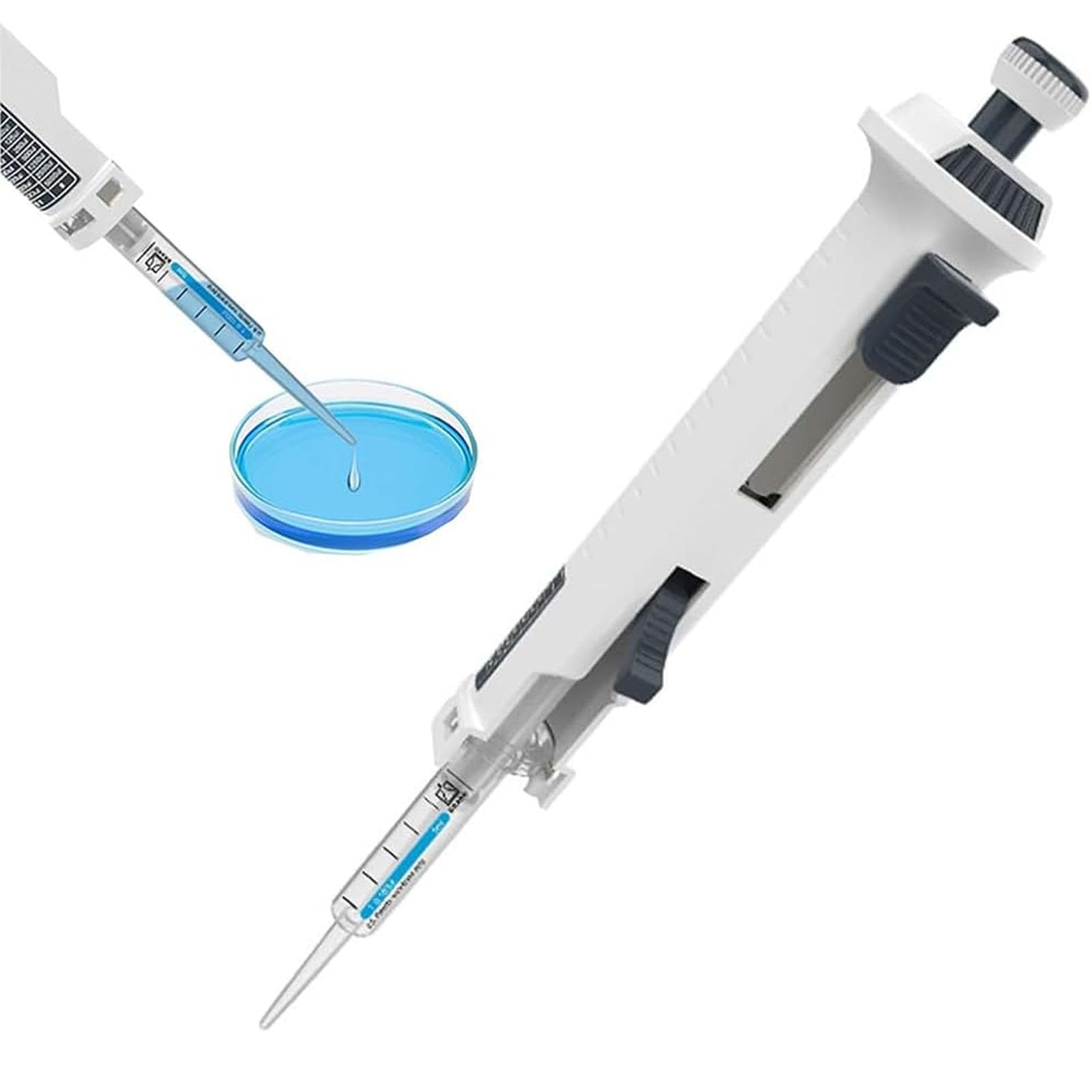 Stepper de pipeta de un solo canal, micropipeta de laboratorio con sistema de dispensación continua, incluye puntas de 5 ml para investigación científica y aplicaciones químicas