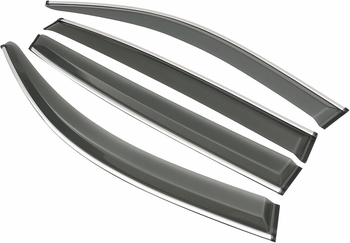 ShopClub Front Rear Left and Right Unbreakable Chrome Line Door Window Visor Wind Rain Guard Deflector Trim Compatible with Maruti Suzuki Celerio (2014-2021) - Image 3 thumbnail