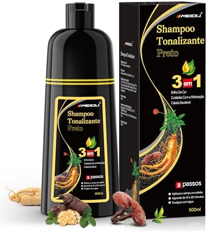 Shampoo Tonalizante Preto 3 em 1 para Cabelos Grisalhos, Shampoo ...