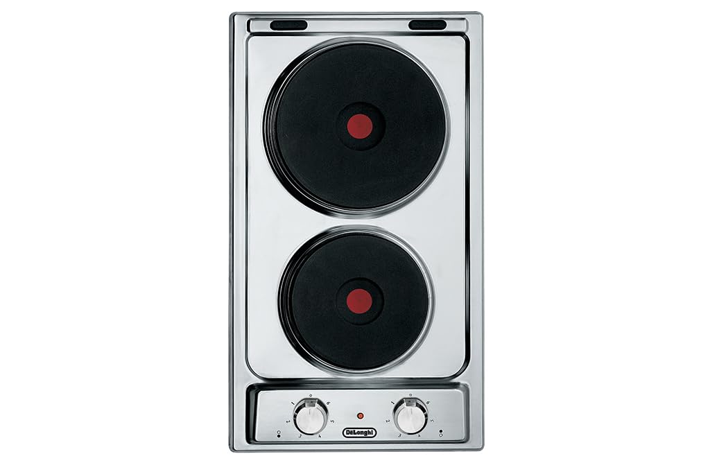 De Longhi Serie Domino - Piano cottura elettrico 2 Fuochi da 30 cm, colore Inox