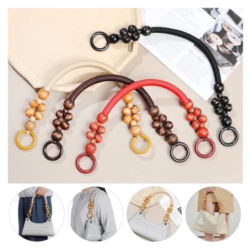 Asas de madera para bolsos cadena con cuentas correa mango multicolor DIY 3