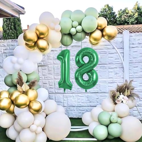 Image of TONIFUL Number Balloon 16 Inch 10 Pcs Green 0-9 Birthday Number Balloons