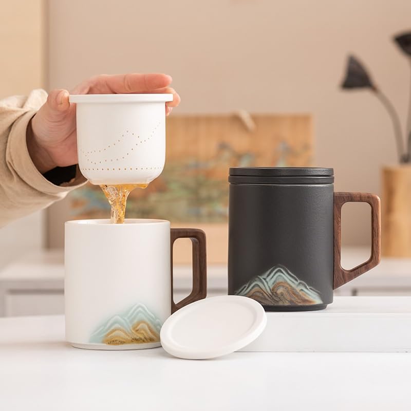 Tasse à thé Tasse à thé en céramique avec filtre et séparation for usage personnel et bureau, légère et luxueuse Récipient de trempage(A)