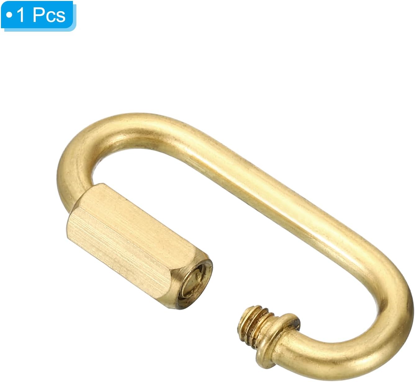 PATIKIL 4mm Copper Chain Quick Links, Screw Locking Chain Connector Oval Snap in Ring Hook Clips for Chandelier Backpack Tent, 44 lbs Brass Tone