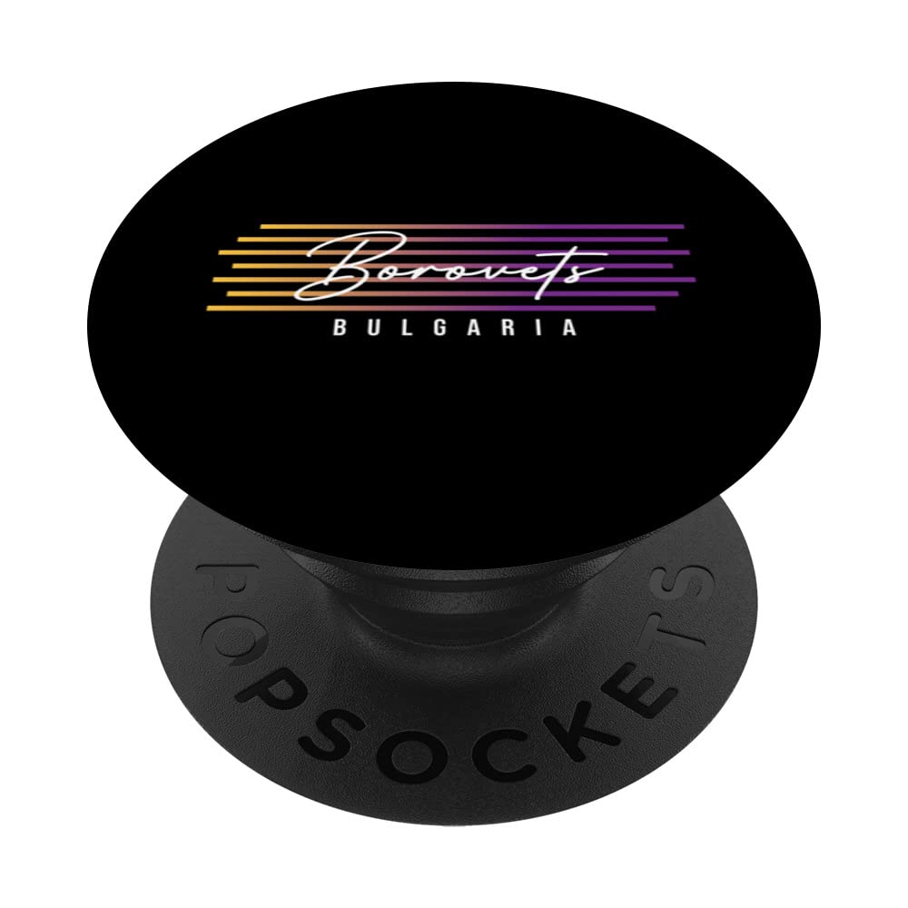 Borovets Bulgaria Ski Resort Retro Skiing Holiday Souvenir PopSockets Swappable PopGrip, Black