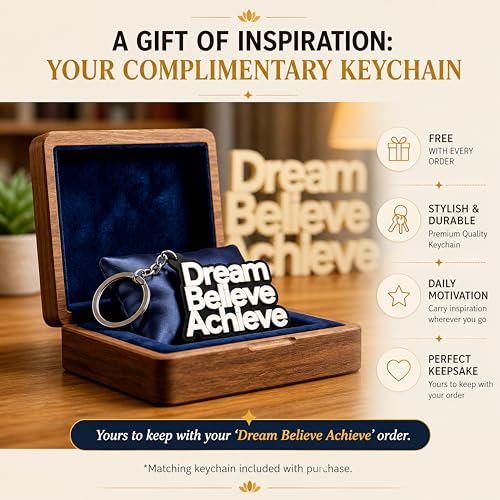 Image of Mad Masters Dream Believe Achieve Motivational Desk Decor - Aesthetic Table, Shelf & Wall Showpiece for Home Office, Business. Vastu Friendly Gifting, Classic White (8x5.5x1 Inch)