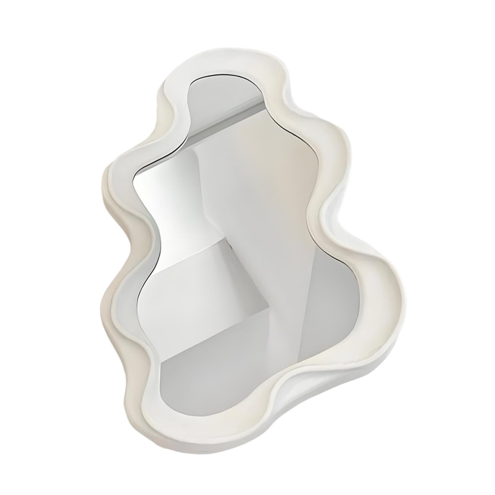 Fenteer Tabletop Make up Accent Artistic Decoration Wall Mounted Vanity Mirror for Dresser Bathroom Washroom White