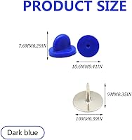 Vista 2 de Juego de 200 unidades/100 pines de goma de 0.394 pulgadas con pines de metal en blanco, tapa para pines de solapa, broches, corbatas, sombreros e