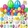 BAYSING 24 Pcs Prefilled Easter Eggs with Assorted Toys, Mixed Plaistc Easter Eggs Filled for Kids Egg Hunt, Basket Stuffers Filler and Classroom Prize Supplies, Party Favors Bulk for Boys Girls