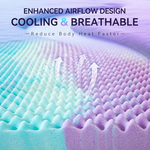 SINWEEK 3 Inch Egg Crate Memory Foam Mattress Topper Twin XL, Twin Extra Long Mattress Pads for College Dorm Single Bed, Pressure Relieve CertiPUR-US Certified,39x80 Inches, Colorful