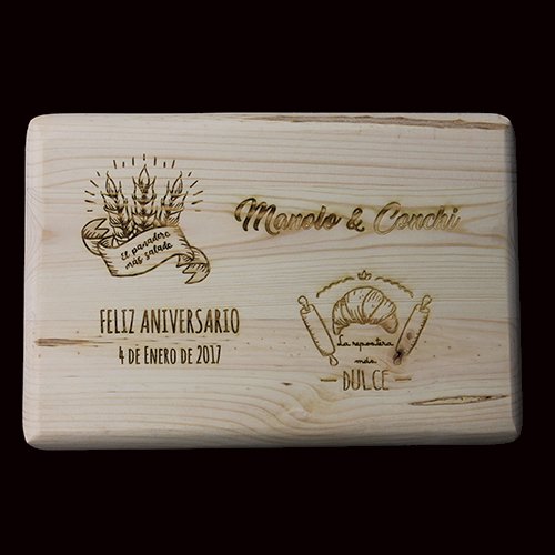 Caja de Madera Grabada con 2 Copas Grabadas