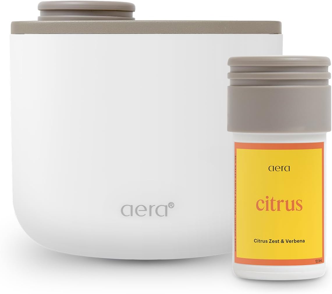 AERA Mini Waterless Plug-in Essential Oil Diffuser for Rooms 100–400 Sq Ft + Citrus Scent – Smart Scent Machine with App & Alexa Control, Luxury Home Fragrance Starter Kit (Includes 1 Capsule)