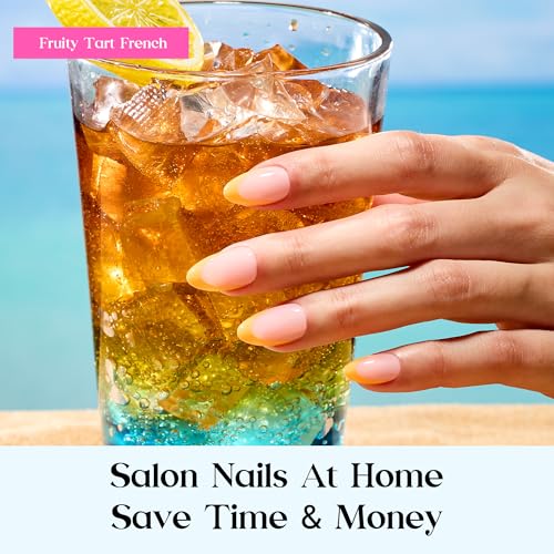Image of Beetles Summer Press On Nails 224 Pcs 7 Colors, French Tip Nails Short Almond Classic Fake Nail Tips, Rainbow Soft Nail Gel False Nails Art DIY for Women