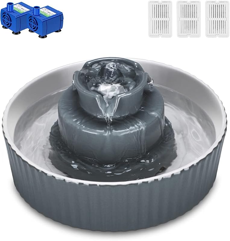 Fonte de água para gatos em cerâmica Wonder Creature, design cupcake e fluxo multidirecional, 2,1 L