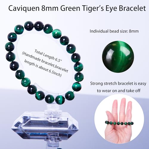 Natural Gemstone Bracelet,8mm/6mm Round Beads Stretch Bracelet 6.5" Unisex Jewelry Birthday Gifts for Girl Women 5