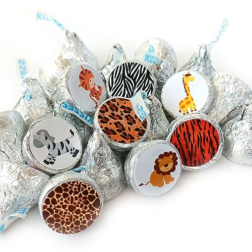Jungle Safari Animal Labels for Hershey's Kisses Chocolates by Adore By Nat - Candy Sticker Party Favors - Set of 240 Jungle Safari Animal Labels for Hershey's Kisses Chocolates by Adore By Nat - Candy Sticker Party Favors - Set of 240