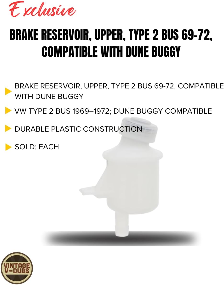 Brake Reservoir, Upper, Type 2 Bus 69-72, Compatible with Dune Buggy