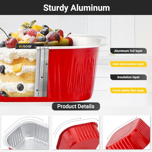 Gobelets en aluminium avec couvercles Eusoar de 300 ml pour la conservation - 4