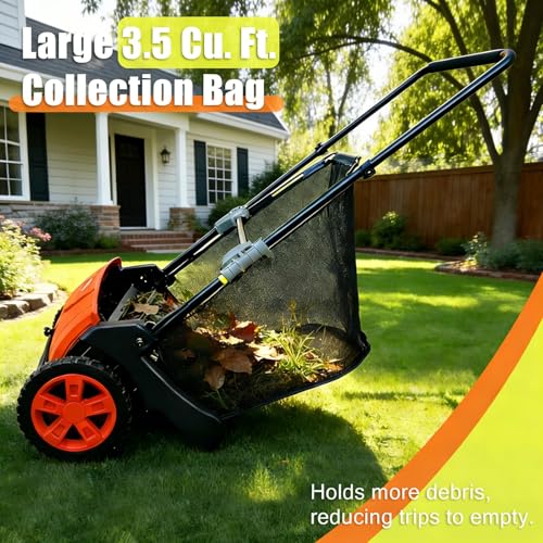 Image of Garvee Push Lawn Sweeper 21-Inch Manual, Leaf Sweeper for Yard