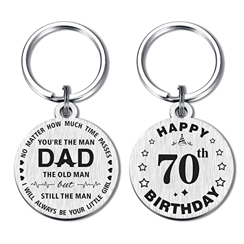 DEGASKEN Dad 70th Birthday Gifts, 70 Year Old Father Bday Keychain Present