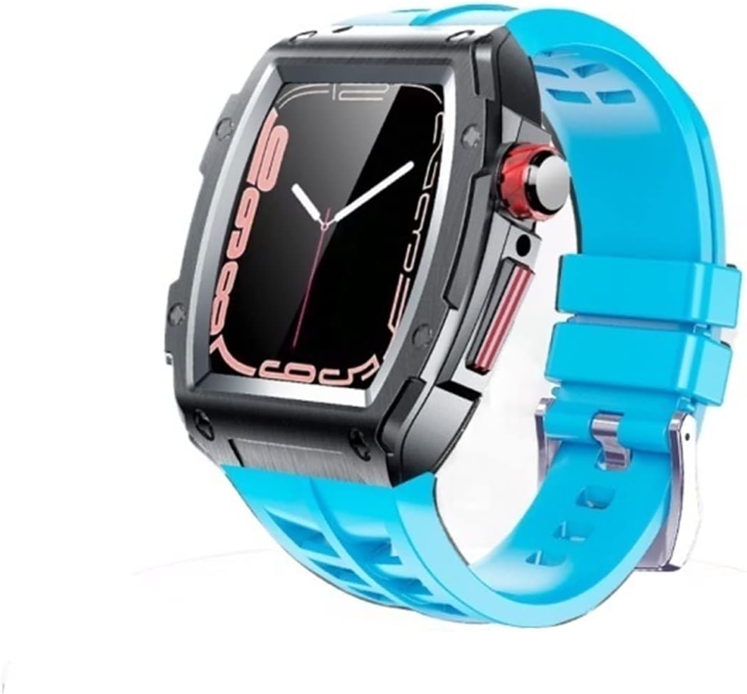 Modification Kit for Apple Watch Case Band 45mm 44mm Silicone Metal Protective Cover for Apple Watch 8 7 6 54 SE Luxury Bracelet