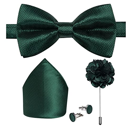 Image of DiBanGu Pre-Tied Bow Ties for Men Silk Adjustable Tuxedo Bowties Pocket Square Cufflinks Set with Lapel Pin Jacquard Woven