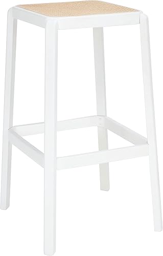 Miniatura 4 de SAFAVIEH Home Collection Silus Taburete de bar de caña sin espalda blanca y natural de 30 pulgadas blanco (White/Natural),Negro/Natural,Natural