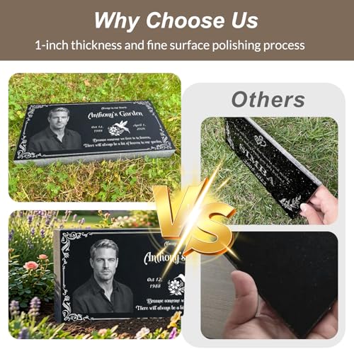 Image of Natural Granite Flat Tombstone, Personalized Memorial Grave Marker
