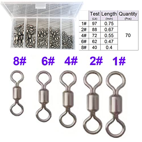 NEJLSD フィッシングスナップスイベルコネクタ 高強度ステンレススチール ターミナルタックル フィッシングライン スイベルコネクタ 安全スナップ付き (70個) 2枚目