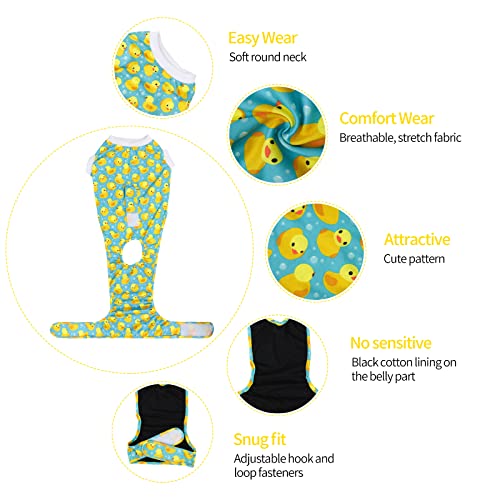 Image of CuteBone Dog Surgery Recovery Suit Cat Surgical Onesie Female Body Suits Male Prevent Pet from Licking Wounds SSF03XL Yellow Ducks
