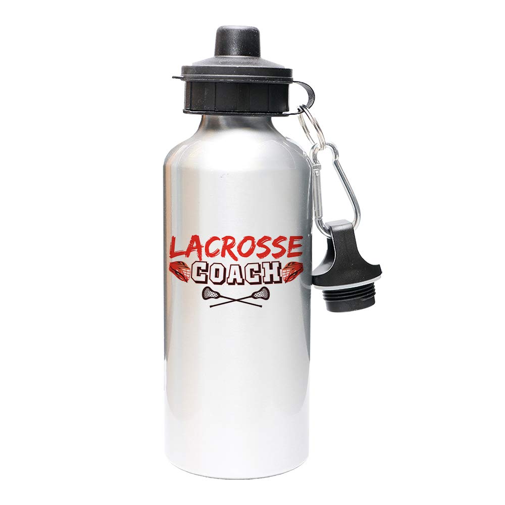 Lacrosse Family Aluminium-Wasserflasche mit Karabiner und zwei Deckeln, 590 ml, silberfarben