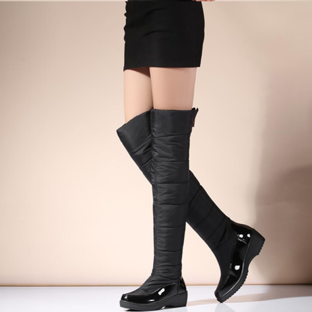 Women Winter Over The Knee Thigh High Snow Boots Over the Knee Snow Boots Waterproof Rain Warm Fur Lined Wide Calf Snow Boot