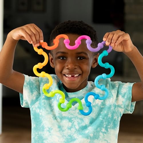 Image of Fat Brain Toys Plip Links, Silicone Building Toys for Creative Play, Creative Construction Play Set for Preschoolers, Kids Toys Ages 3 to 12 | Creative construction playset with ball-and-socket connections. Open-ended play for preschoolers and kids, ages 3 to 12.