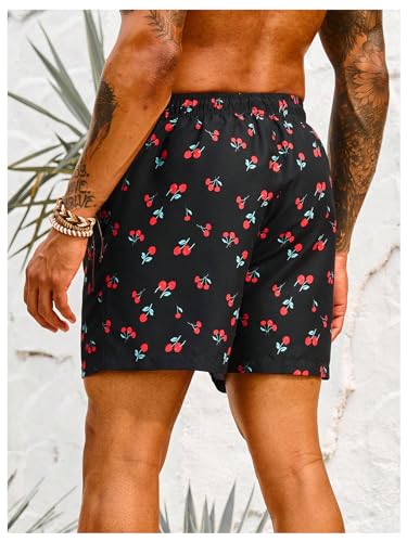 Floerns Men's Swim Trunk Drawstring Waist Cherry Print Quick Dry Beach Shorts2