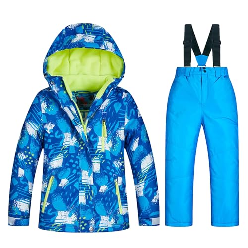 Kids Girls Boy Thicken Warm Toddler Snowsuit Set Hooded Ski Jacket Pants 2 Pcs Set Skiing Suit Coats Outdoor Outfit (P, 3-4 Years)