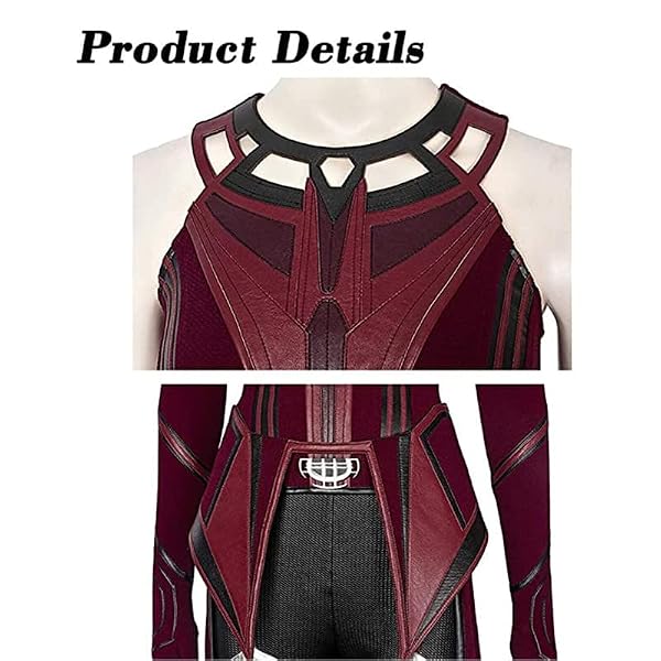 CAFELE Wanda Maximoff Costume Scarlet Dress Witch Crown Headpiece Red CloakTop Pants Girdle Gloves Halloween Cosplay Full Set(L) by CAFELE - Image 4
