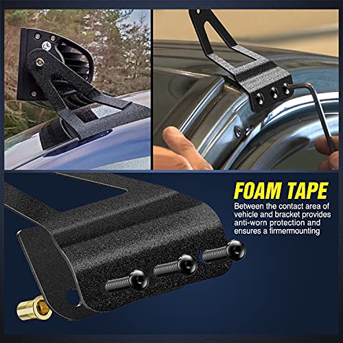 Image of Nilight 2PCS 52 inch Curved LED Light Bar Bracket at Upper Windshield Roof Cab for 07-13 Chevy Silverado Suburban Avalanche Tahoe & GMC Yukon Sierra
