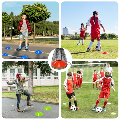 CAIXIANGYU Conos de Entrenamiento para Fútbol con Bolsa de Malla - Conos Marcadores para Entrenamiento y Delimitación de Campo de Fútbol, Baloncesto y Atletismo (20 PCS) - imagen 7