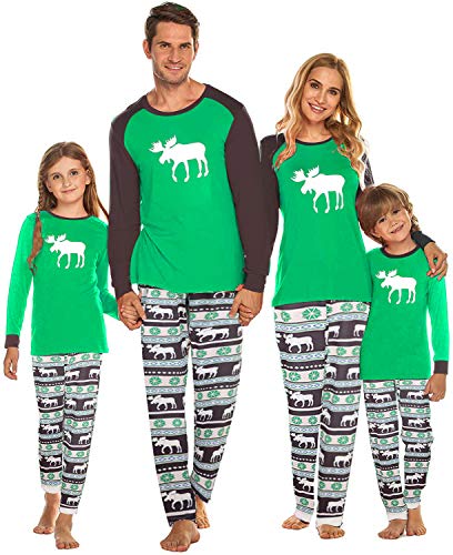 Tkria Matching Family Pajamas Christmas Green Sleepwear Cotton Holiday Pjs Set