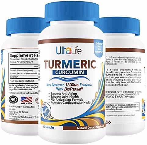 #1 Turmeric Curcumin with BioPerine Black Pepper for Best Absorption - Best Joint Back Pain Relief - Anti-Inflammatory + Anti-Aging - 1,300 mg Turmeric Root Curcumin Capsules. Made in USA. Zero Risk!